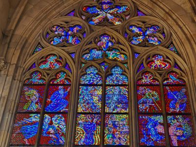 Portion of a Stained Glass Window in Prague's Saint Vitus Cathedral