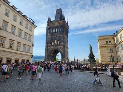 Tower on the East Side of the Charles Bridge and Statue of Charles 20230929_141159 (Large).jpg