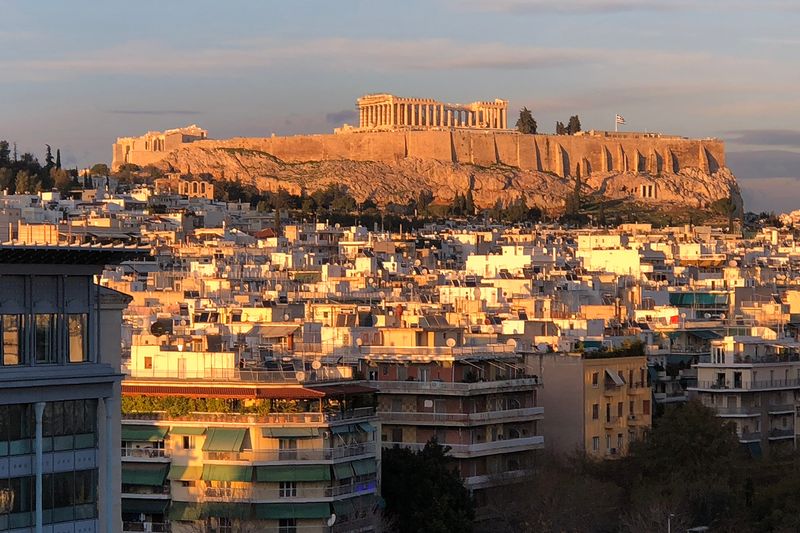 Late afternoon light on the Acropolis of Athens from the InterContinental