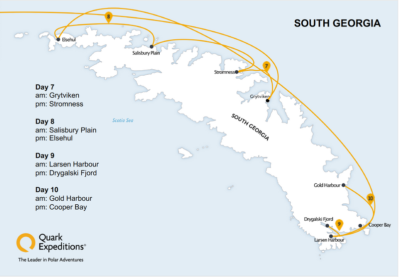 Voyage Map of South Georgia, Nov 2024