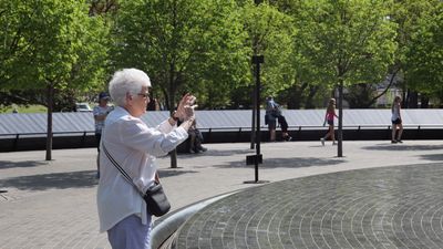 Intently focused tourist 