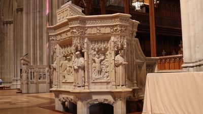 Ornate pulpit at the National Cathedral 