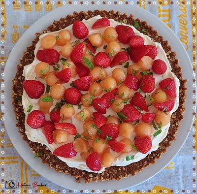 Tarte cheesecake aux fraises et melon - R 114