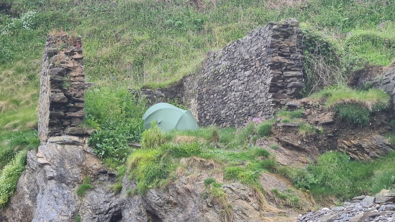May 23 Portgiskey camp amidst ruins by the beach