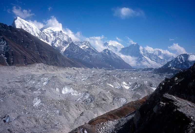 Gokyo glacier from hike past Gokyo lakes