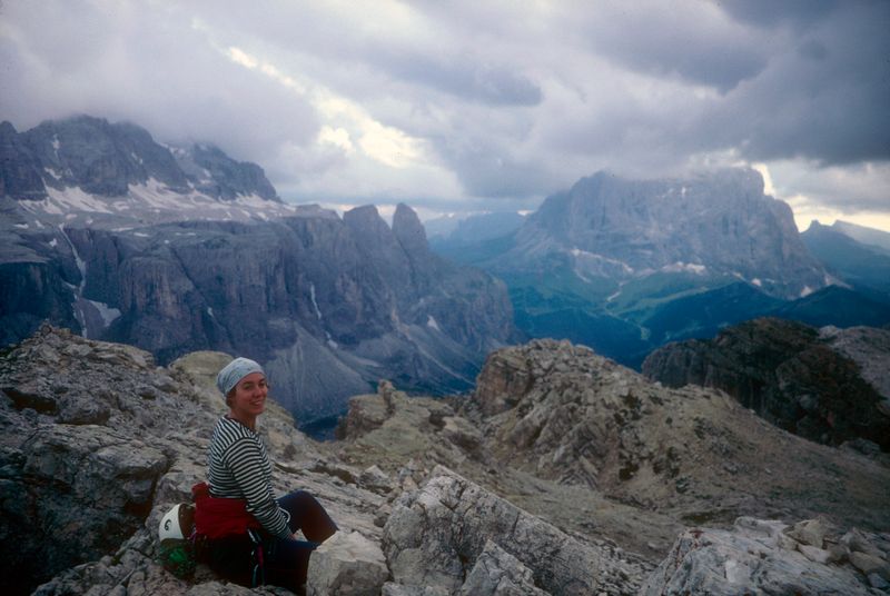 Dolomites Sass de Ciampac Old South Face climb summit- Martina