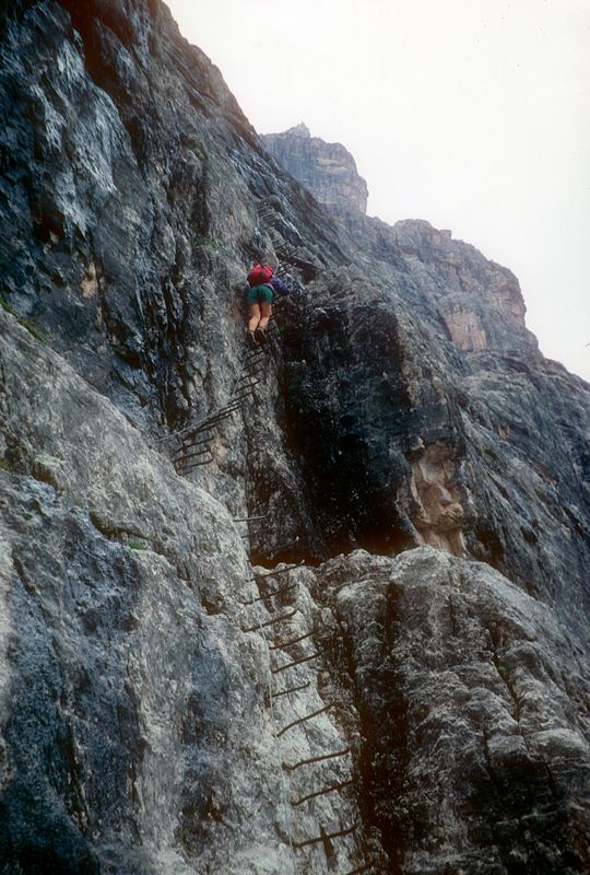 Dolomites Tofana via ferrata ladder Martina
