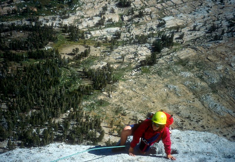 Tuolumne Cathedral Peak Martina climbing