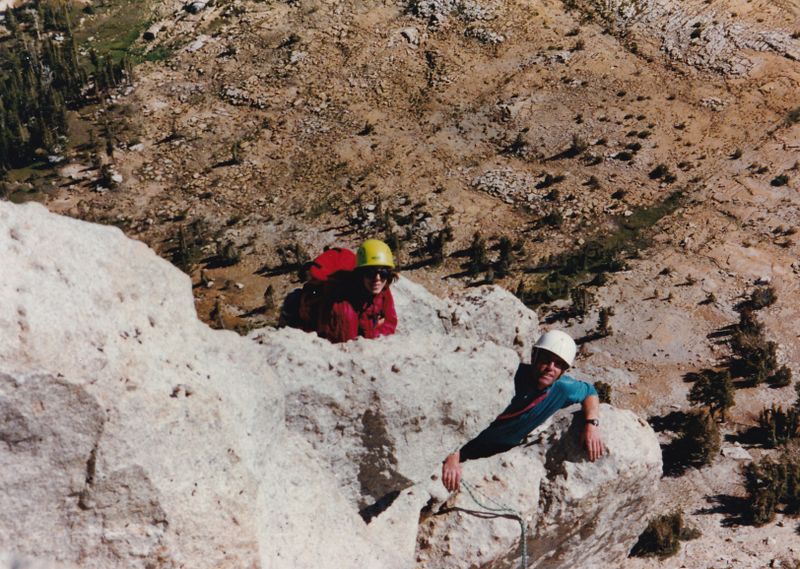 Tuolumne Cathedral Peak climbing belay Martina Brian