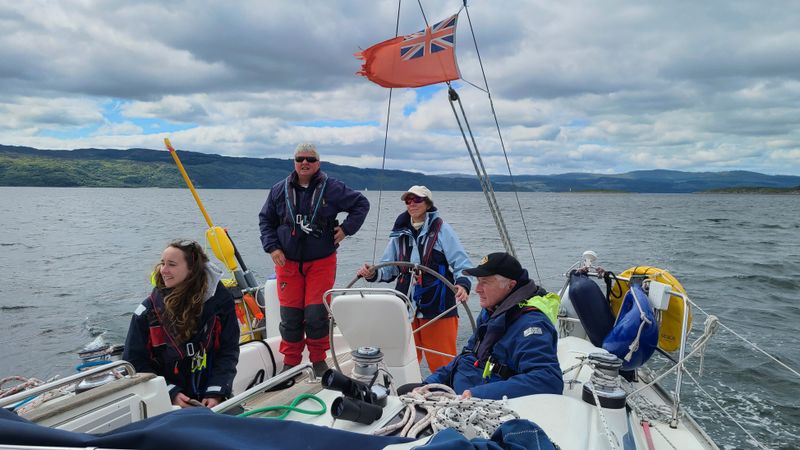 Jun 24 Sailing course from Largs- Tarbert to Port Bannantyne to Largs Martina at helm