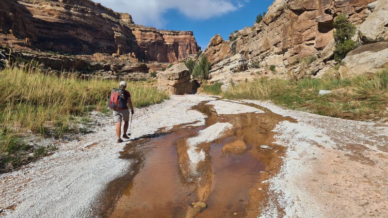 Water flow down Cane wash but with red colour and alkali salts