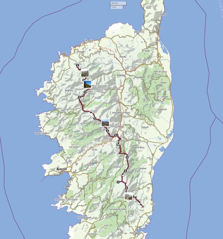 Corsica GR20 Overview map