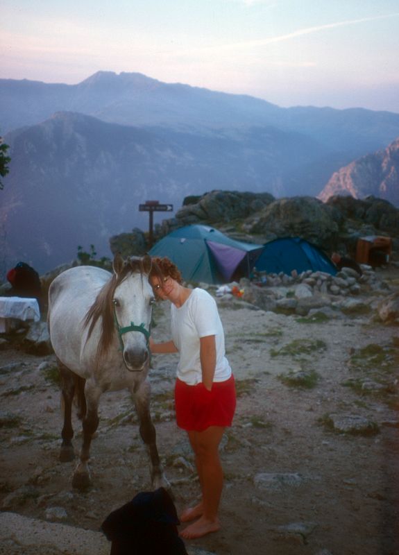 Corsica GR20 Day 4 Refuge d'Usciolu Martina with horse