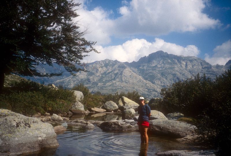 Corsica GR20 Day 9 Martina Dipping feet on way to Refuge Manganu