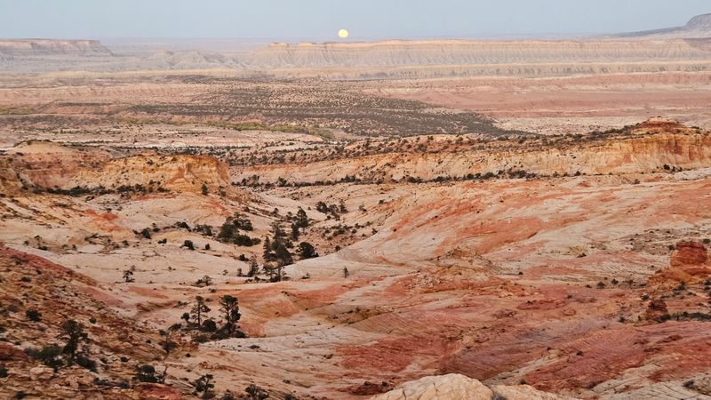 The moon rises over our ascent route