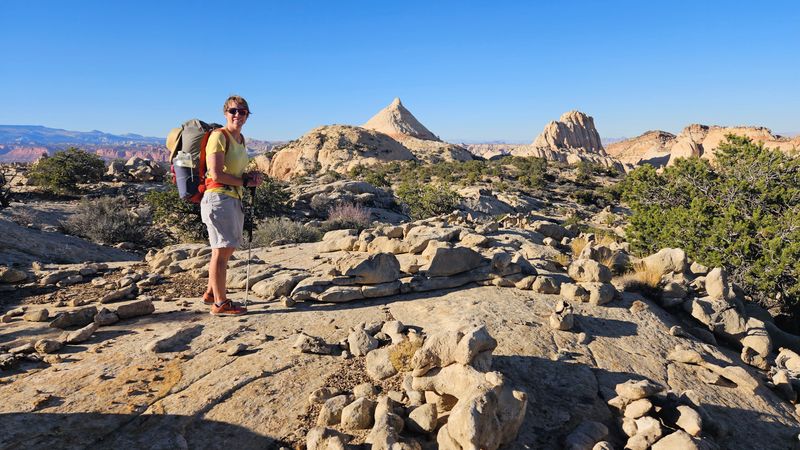 Ferns Nipple comes into view at a col above the wash