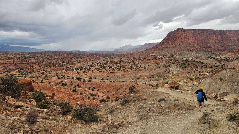 Chimney rock Capitol Reef , thunderstorms were rolling in so it was time to escape