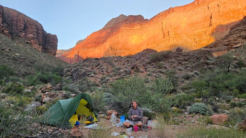 Oct 25 Grand Canyon Day 3 Boucher Creek camp in the morning