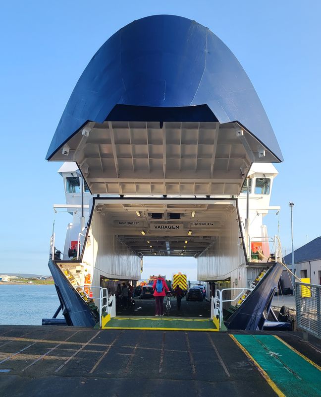 Jul 25 Orkney cycling getting on the ferry to Sanday