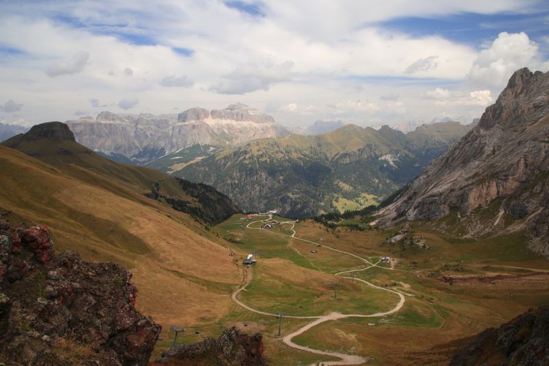 Wide view of Ciampac, from Sella Brunech
