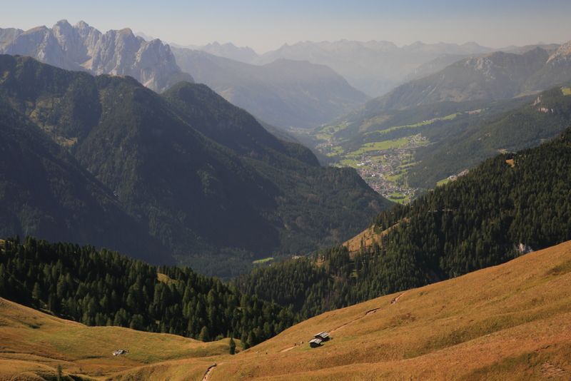 Val di Fassa, seen from below Col Rodella