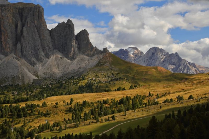 West end of the Sella massif, with Marmolada beyond