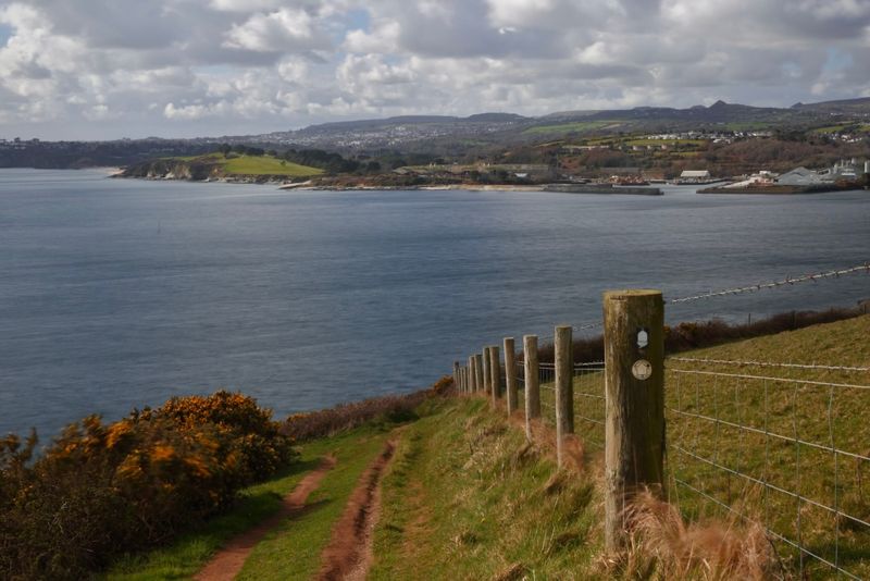 View across St Austell Bay, along the coast path