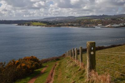 View across St Austell Bay, along the coast path