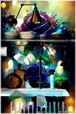 Flowers and dishes
