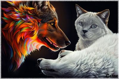 Wolf and a Cat