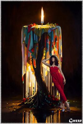 Lady, a Tree converted into a Candle