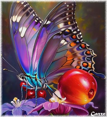 Butterfly and Cherries