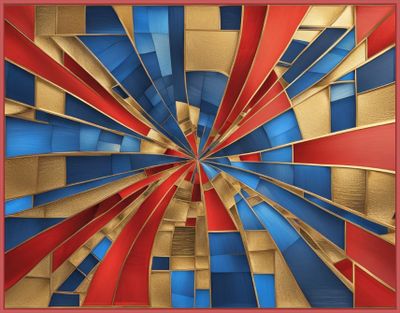 Abstract in Red, Blue, and Gold