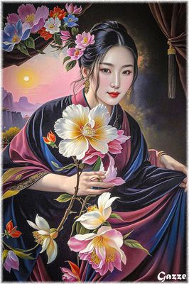 Lady and Flowers