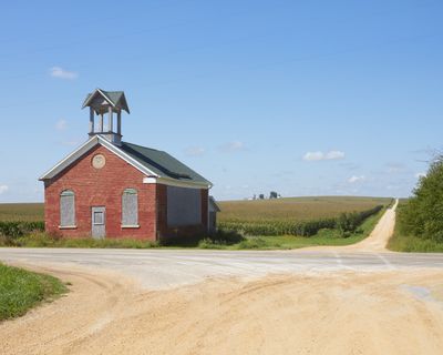 Rural Intersection and Empty Schoolhouse 