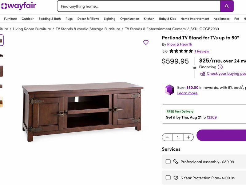 52 x 20h tv stand