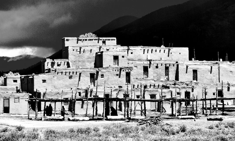 Taos Pueblo or Pueblo de Taos, North House, Pueblo Peak, Taos Mountain, New Mexico 396a 