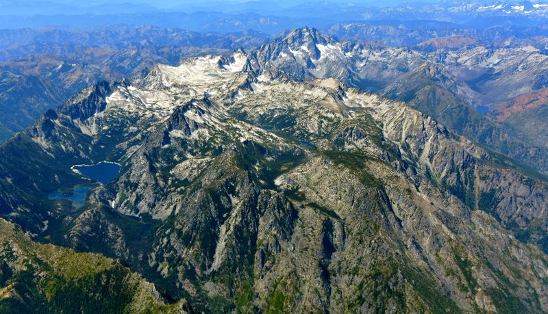 Enchantment Peak and Lakes, Snow Lakes, The Temple, Colchuck Peak, Argonaut Peak, Sherpa Peak, Mount Stuart, Washington 146a