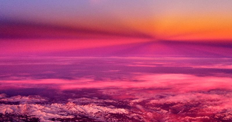 Orange and Pink Sunset somewhere Sierra Nevada Mountain, California 070  