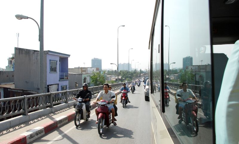 Scooter Traffics on Saigon Bridge, Vietnam 133  