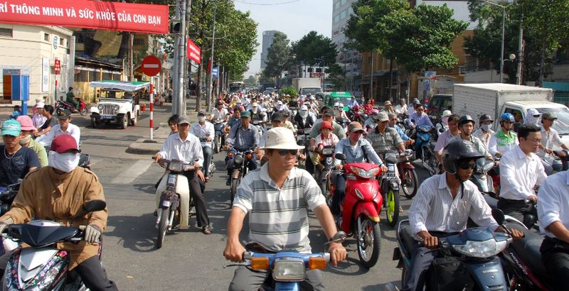 Heavy Traffics on D Tran Hung Dao street, Saigon, Vietham 205  