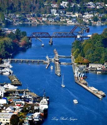 Ballard- Hiram M. Chittenden-Locks, Salmon Bay Bridge, Ballard Locks Fish Ladder, Salmon Bay, Seattle, Washington 038