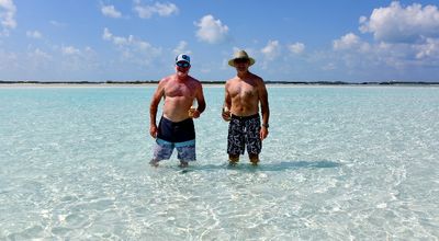 Allen and Mark at Sandbar near Joe Cay, The Bahamas 425  