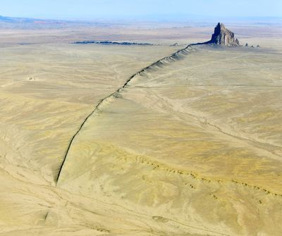 Shiprock Peak, Navajo-Ts Bitʼaʼ, Rock with Wings or Winged Rock, Navajo Nation in San Juan County, New Mexico 1217