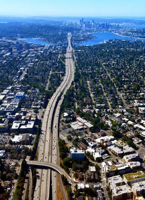 Interstate 5, University District, Northlake, Lake Union, Portage Bay, Montlake, Eastlake, Queen Anne South Lake Union, Seattle,