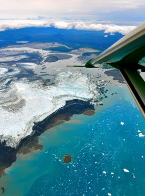 Kodi Bear Kodiak 100 flying over Bering Glacier and Vitus Lake, Alaska 1372 