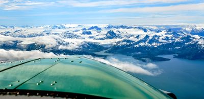 Kodi Bear Kodiak 100 f flying toward Whittier and Portage Glacier, Price William Sound, Alaska 1585 