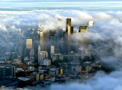 Seattle in Overcast on Thursday Morning, Washington 03 