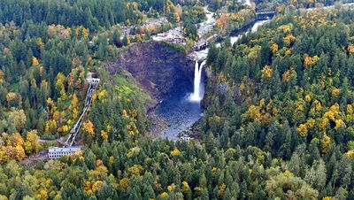 Snoqualmie Falls, Snoqualmie River,  Higher Observation Deck, Hydroelectric Museum, Power House #2, Snoqualmie Lower Falls, Fall