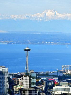 Fresh Snow on The Brothers and Space Needle and Puget Sound, Seattle, Washington 111  